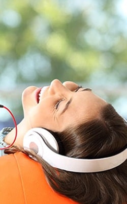 Lady listening to music